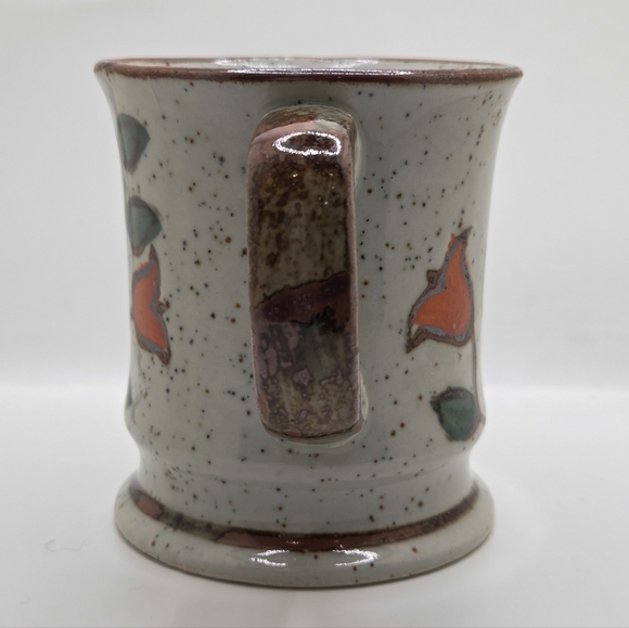 Vtg 70s Studio Pottery Stoneware Mug - Hand Thrown Floral Design 8oz Boho Hippie - Picture 2 of 5